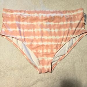 Freshwater Womens New Pink Tie Dye High Waist High Leg Swimsuit Bottoms Size 3X